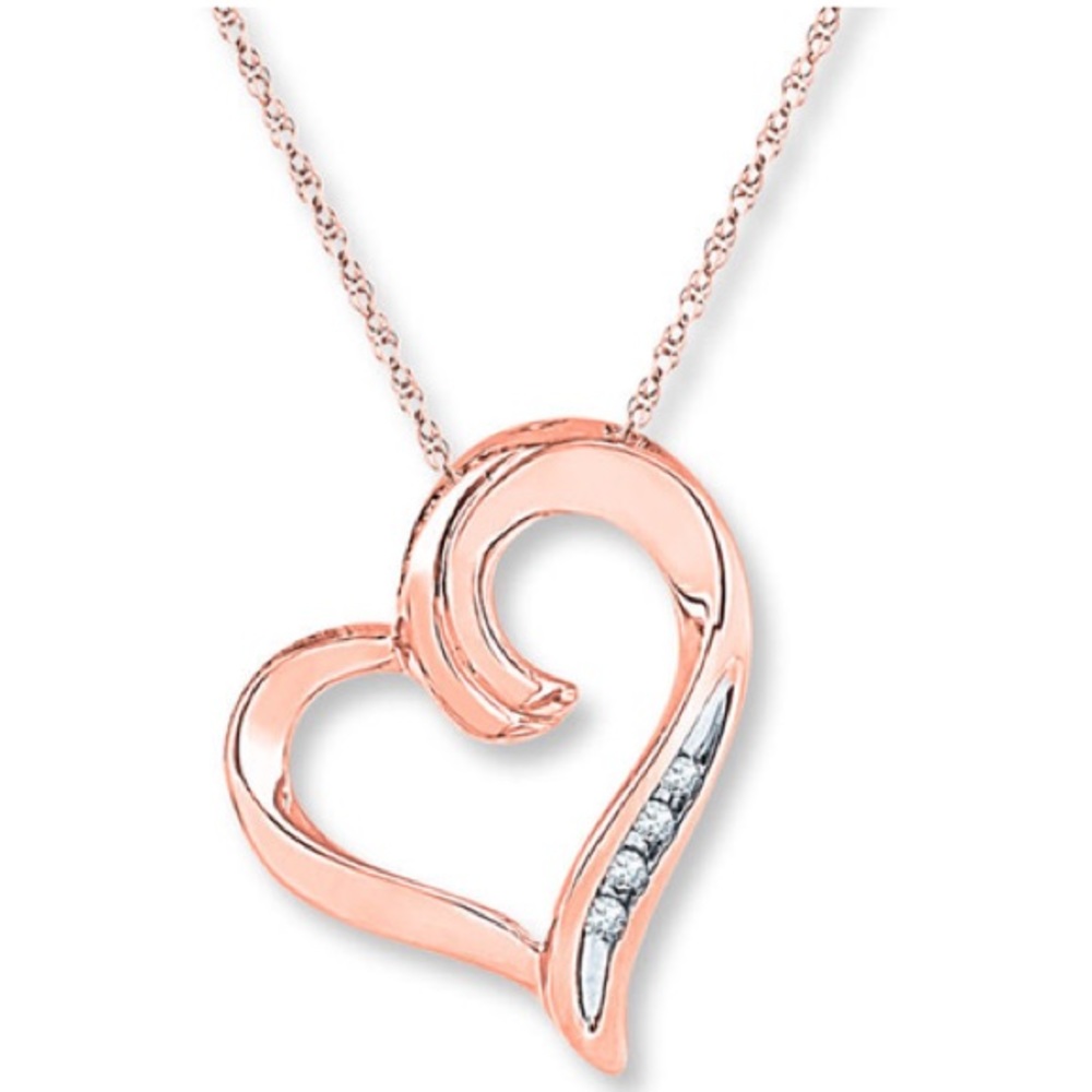 Jared Heart Necklace Diamond Accents 10k Rose Gold